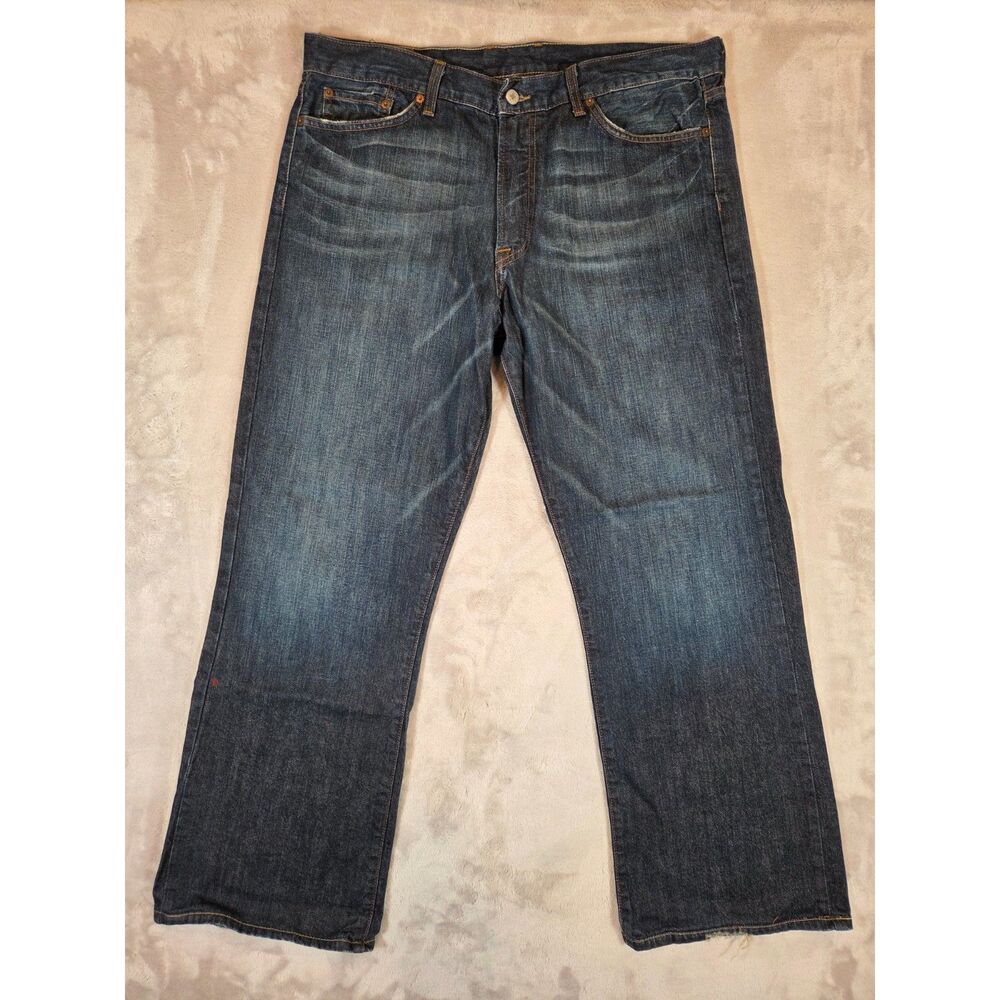 Vintage Lucky Brand Western Bootleg Jeans Mens 36x30 USA Dark Wash Bootcut Denim